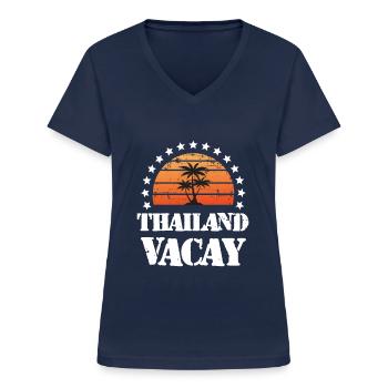 Thailand Urlaub - Frauen-T-Shirt mit V-Ausschnitt - Navy - Vorne - Lela (165cm)