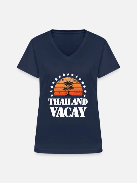 Thailand Urlaub - Frauen-T-Shirt mit V-Ausschnitt - Navy
