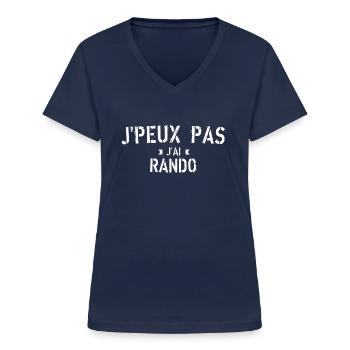 J Peux pas j ai rando - T-shirt col V Femme - marine - Devant - Lela (165cm)