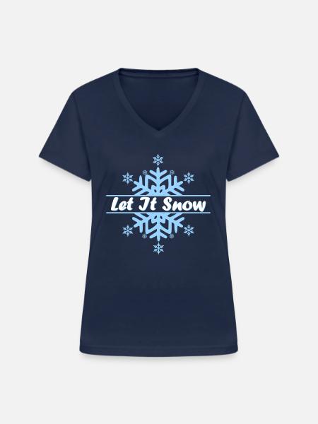 Schneeflöckchen-Let it Snow - Frauen-T-Shirt mit V-Ausschnitt - Navy