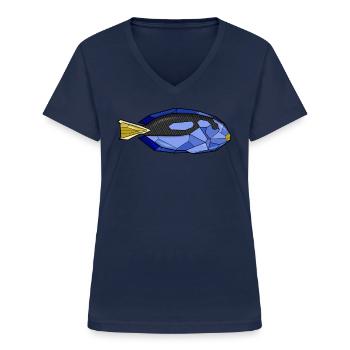 Geometric doctor fish - Women's V-neck T-shirt - navy - Front - Lela (165cm)