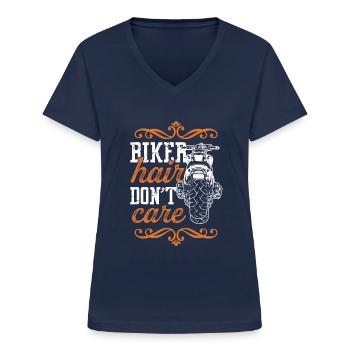 bike motorcycle - Women's V-neck T-shirt - navy - Front - Lela (165cm)