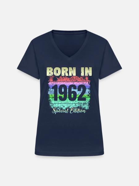 Geboren 1962 - Frauen-T-Shirt mit V-Ausschnitt - Navy