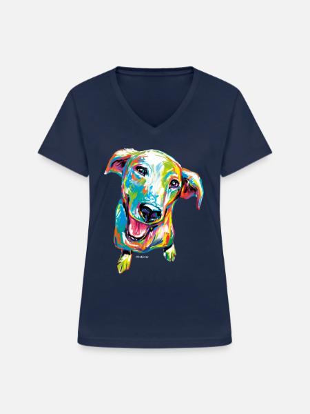 P.D. Moreno Bunter Welpe - Frauen-T-Shirt mit V-Ausschnitt - Navy