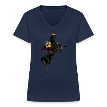 Cavalier sans tête Halloween Sleepy Hollow - T-shirt col V Femme - marine - Devant - Lela (165cm)