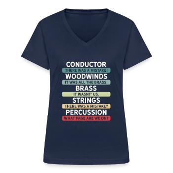 Lustiges Dirigenten und Orchester - Frauen-T-Shirt mit V-Ausschnitt - Navy - Vorne - Lela (165cm)