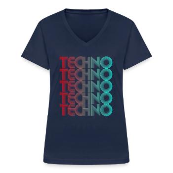 Techno Vaporwave Techno House Music EDM Lovers - Women's V-neck T-shirt - navy - Front - Lela (165cm)