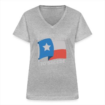 H�chstwahrscheinlich, um Texas zu verteilen, widme - Frauen-T-Shirt mit V-Ausschnitt - Grau meliert - Vorne - Lela (165cm)