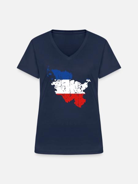 Schleswig-Holstein - Frauen-T-Shirt mit V-Ausschnitt - Navy
