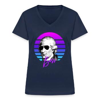 Aaron Burr Vaporwave American History Aaron Burr - Women's V-neck T-shirt - navy - Front - Lela (165cm)
