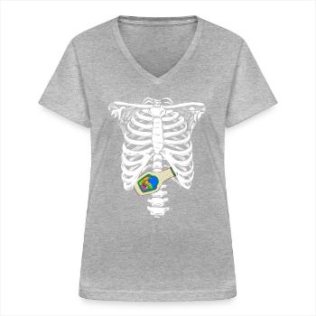 Skeleton Rippcage Ranch Funny Ranch DressingSkele - Women's V-neck T-shirt - sports grey - Front - Lela (165cm)