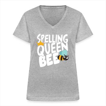 Spelling Queen Bee Spelling Contest - Women's V-neck T-shirt - sports grey - Front - Lela (165cm)