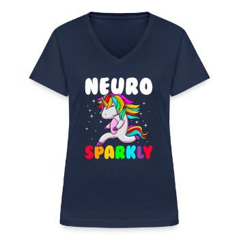 Neuro Sparkly Neurodiversität Autismus Bewusstsein - Frauen-T-Shirt mit V-Ausschnitt - Navy - Vorne - Lela (165cm)