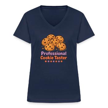 Professioneller Cookie-Verkoster - Frauen-T-Shirt mit V-Ausschnitt - Navy - Vorne - Lela (165cm)