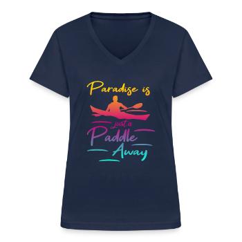 Kajak Kanu paddeln Paddelboot - Frauen-T-Shirt mit V-Ausschnitt - Navy - Vorne - Lela (165cm)
