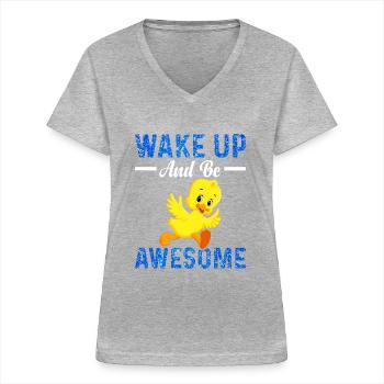 Aufwachen Onkel Ist Großartig Geschenk Idee - Frauen-T-Shirt mit V-Ausschnitt - Grau meliert - Vorne - Lela (165cm)