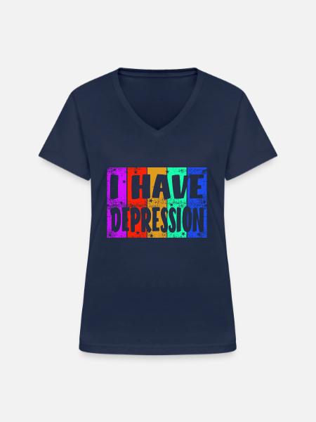 Ich habe Depressionen - Frauen-T-Shirt mit V-Ausschnitt - Navy