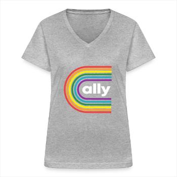 LGBT-Verbündeter - Frauen-T-Shirt mit V-Ausschnitt - Grau meliert - Vorne - Lela (165cm)