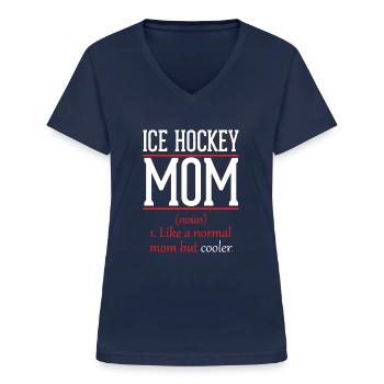 Eishockey Mama wie eine normale Mutter nur cooler - Frauen-T-Shirt mit V-Ausschnitt - Navy - Vorne - Lela (165cm)