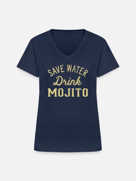 Sparen Sie Wassergetränk Mojito - Frauen-T-Shirt mit V-Ausschnitt - Navy