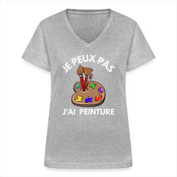 I Can't I Have Humor Painting Gift - Women's V-neck T-shirt - sports grey - Front - Lela (165cm)