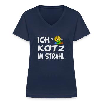 Ich kotz im Strahl Launig Genervt schlechte Laune - Frauen-T-Shirt mit V-Ausschnitt - Navy - Vorne - Lela (165cm)