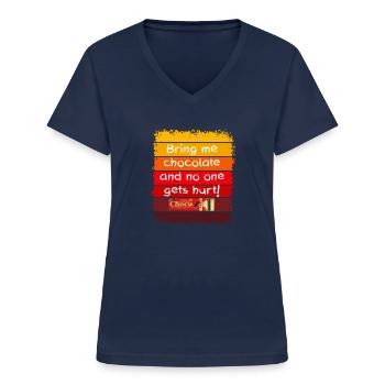 Bring me chocolate - Vrouwen T-shirt met V-hals - navy - Voor - Lela (165cm)