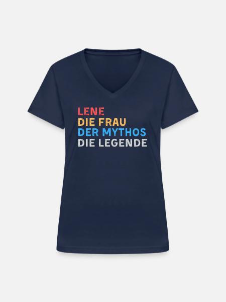 Lene Fau Mythos Legende - Frauen-T-Shirt mit V-Ausschnitt - Navy
