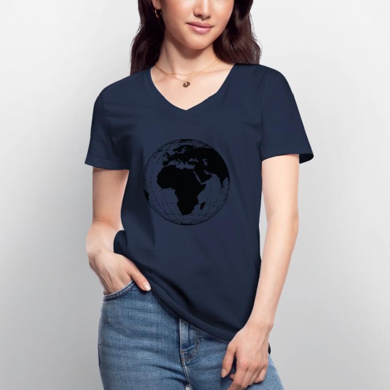 Globe terrestre - globe terrestre globe terrestre globe terrestre globe terrestre T-shirt col V Femme