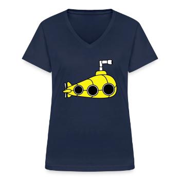 U-Boot Unterseeboot Tauchgang Tauchboot Kapitän - Frauen-T-Shirt mit V-Ausschnitt - Navy - Vorne - Lela (165cm)