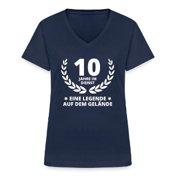 10 Jahre Dienstjubiläum Firmenjubiläum Arbeit - Frauen-T-Shirt mit V-Ausschnitt - Navy - Vorne - Lela (165cm)