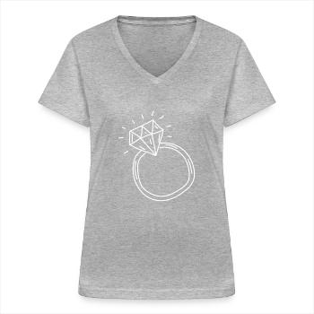 Mariage - T-shirt col V Femme - gris chiné - Devant - Lela (165cm)