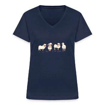 Agriculteur - T-shirt col V Femme - marine - Devant - Lela (165cm)