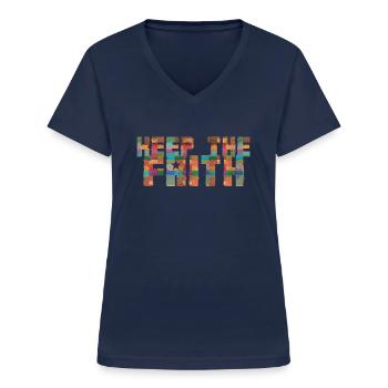 Keep the Faith - Northern Soul - Women's V-neck T-shirt - navy - Front - Lela (165cm)