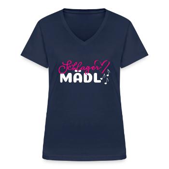 Schlager Mädl Dirndl Mädchen - Frauen-T-Shirt mit V-Ausschnitt - Navy - Vorne - Lela (165cm)