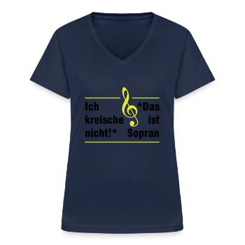 Sopran - Frauen-T-Shirt mit V-Ausschnitt - Navy - Vorne - Lela (165cm)