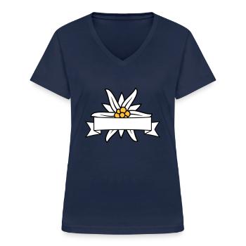 Bannière texte Edelweiss - T-shirt col V Femme - marine - Devant - Lela (165cm)