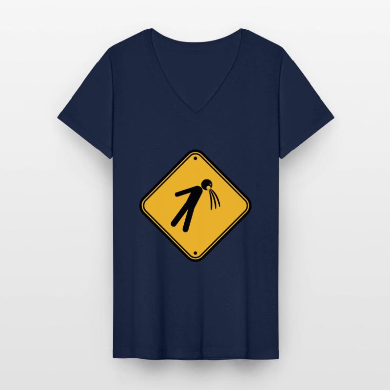 shield caution note vomit vomit Women's V-neck T-shirt