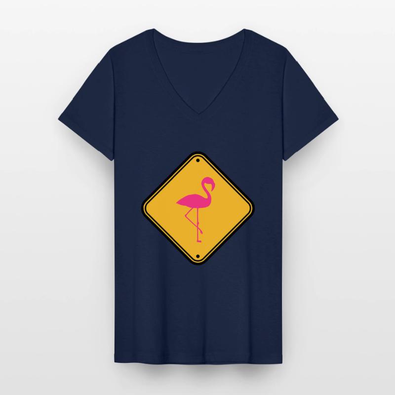 warning note caution caution shield danger fla Women's V-neck T-shirt