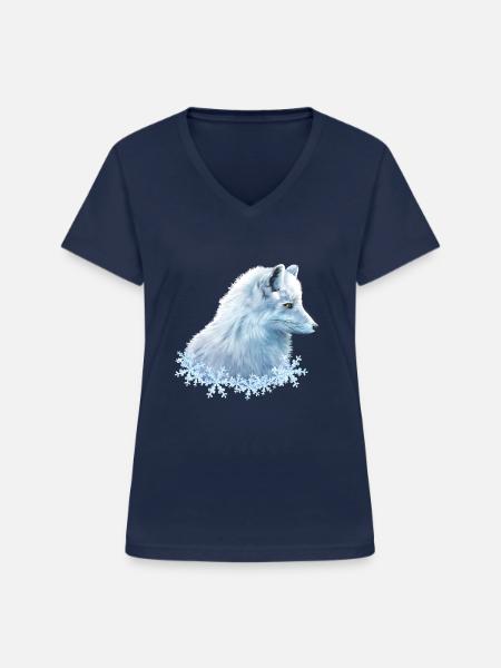 Polarfuchs - Frauen-T-Shirt mit V-Ausschnitt - Navy
