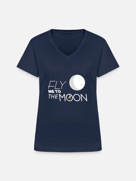Mond - Frauen-T-Shirt mit V-Ausschnitt - Navy