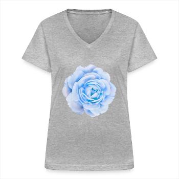 4FEF9AA9 BD30 444D 8897 44D2529F0FFE - Frauen-T-Shirt mit V-Ausschnitt - Grau meliert - Vorne - Lela (165cm)