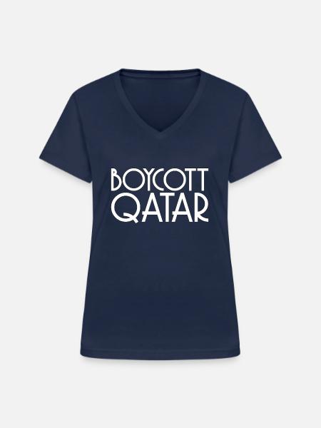 Boykott Spruch Katar Geschenk - Frauen-T-Shirt mit V-Ausschnitt - Navy