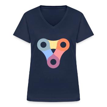 Chaîne de vélo - T-shirt col V Femme - marine - Devant - Lela (165cm)