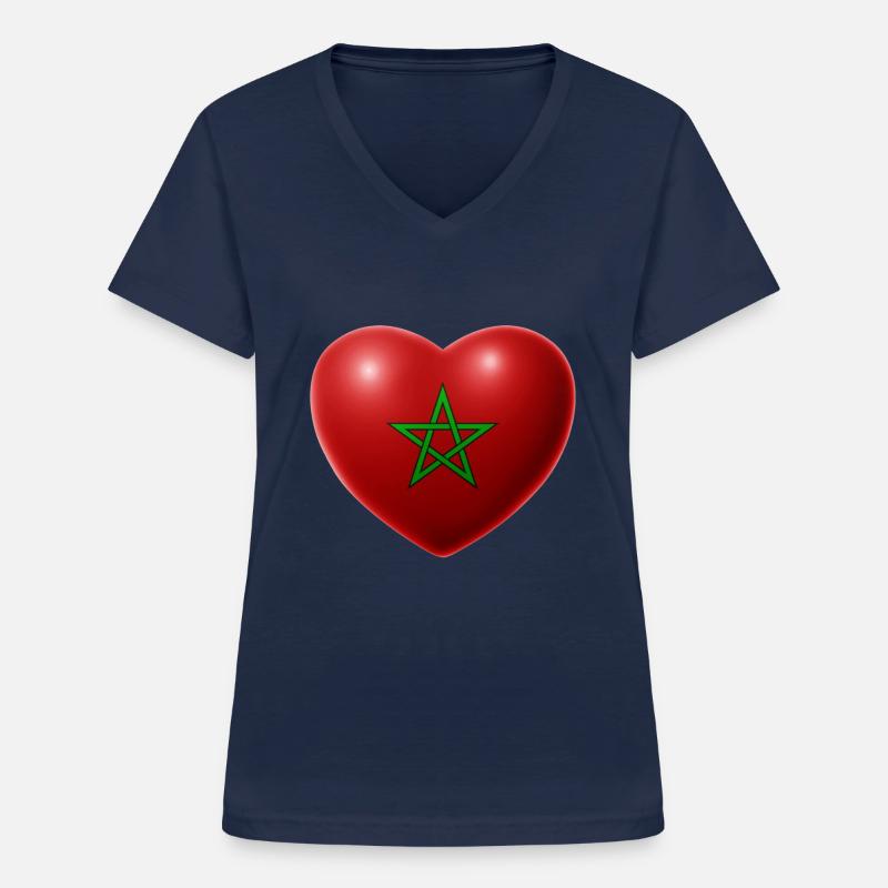 Cuore (Marocco / Marocco) - Maglietta da donna con scollo a V - navy