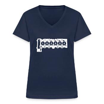 6 Zylinder N52 153624 Zündfolge - Frauen-T-Shirt mit V-Ausschnitt - Navy - Vorne - Lela (165cm)
