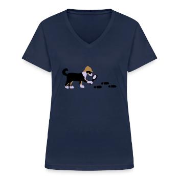 Mantrailer Gingi Vektor - Frauen-T-Shirt mit V-Ausschnitt - Navy - Vorne - Lela (165cm)