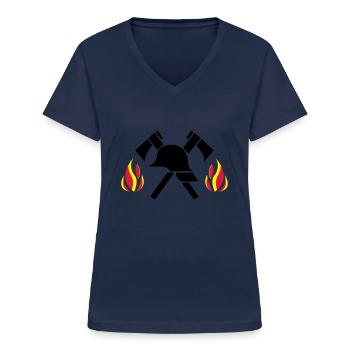 firefighter - Frauen-T-Shirt mit V-Ausschnitt - Navy - Vorne - Lela (165cm)