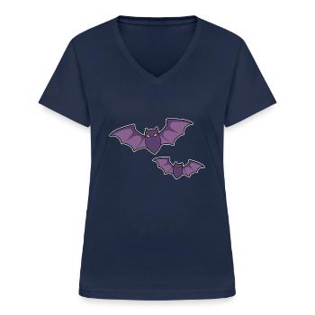 Fledermäuse - Frauen-T-Shirt mit V-Ausschnitt - Navy - Vorne - Lela (165cm)