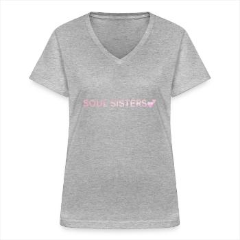 Meilleurs ami - T-shirt col V Femme - gris chiné - Devant - Lela (165cm)